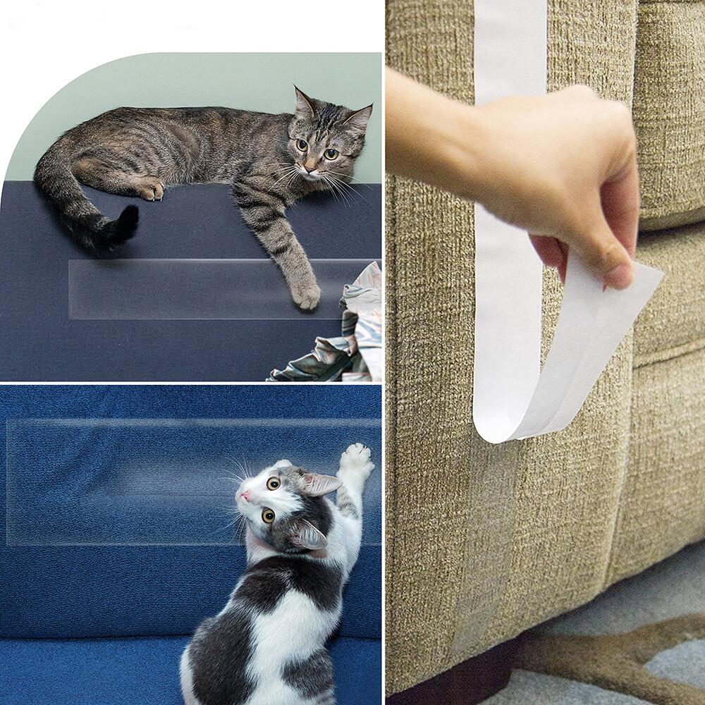 Chair Sinrextraonry 1 Piece Anti-Scratch Cat Training Tape Clear Cat Scratch Deterrent Double Sided Cat Training Sticky Tape for Furniture Single Roll, Size L Sofa Supplies Couch 